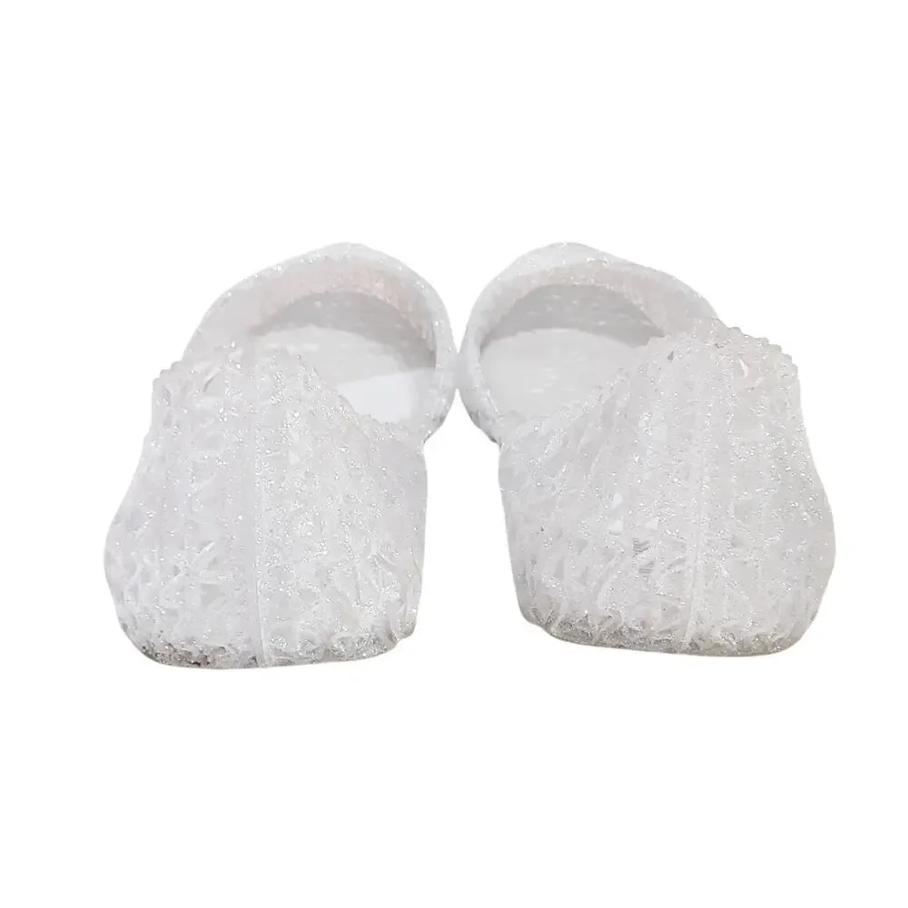 Mini Melissa Campana Ultra Gel White Glitter Gel Flats Girls 3 Jelly Shoes Clear